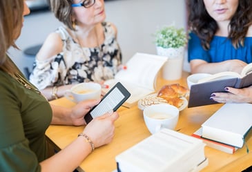 Group of people at a book club meeting