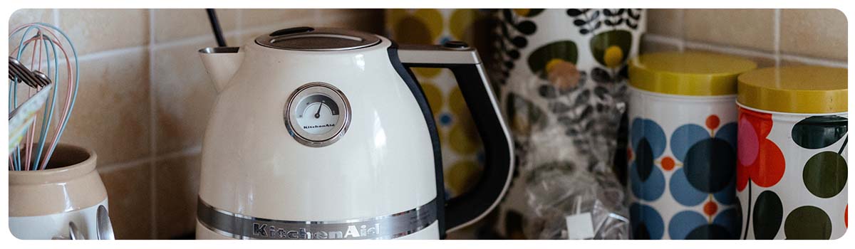 A kettle on a kitchen work surface