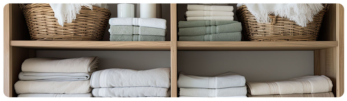 Organised linen shelves