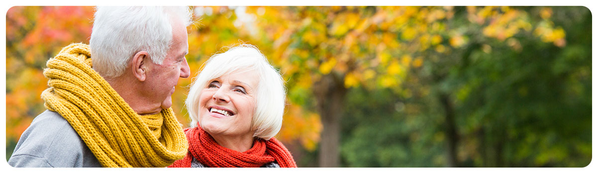 Smiling couple on a walk