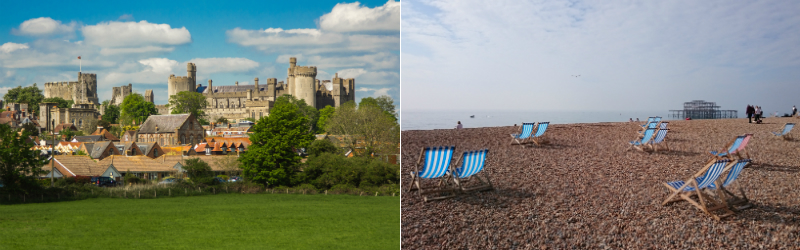 Arundel Castle and Brighton beach