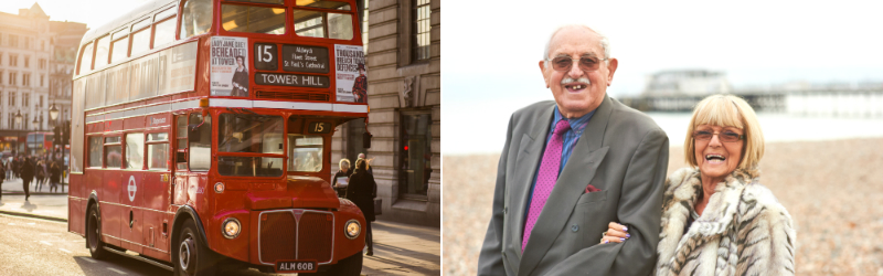 London Bus Happy Couple