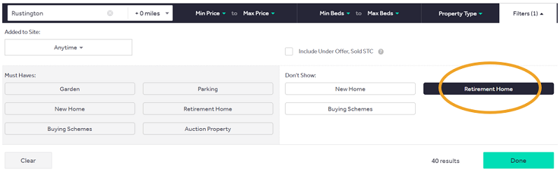 Filter Rightmove search results