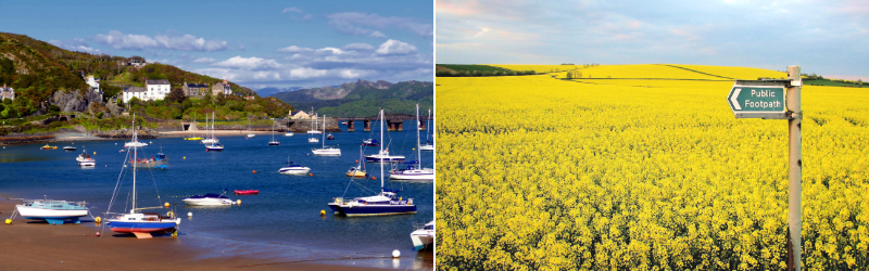 Seaside Boats Countryside Field