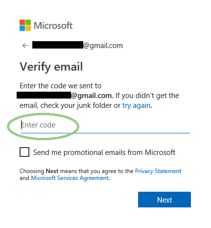 Verify email code screenshot