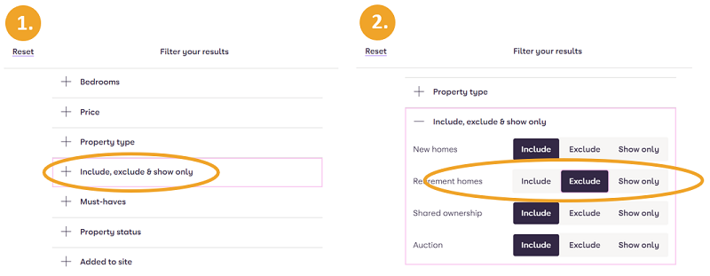 Zoopla search filter screen