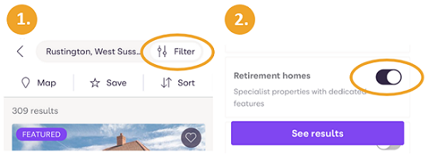 Zoopla mobile search filters